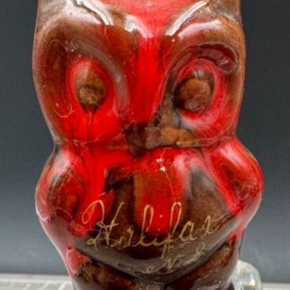 Ceramic McMaster Craft Owl Figurine Halifax Canada Souvenir Brown Red